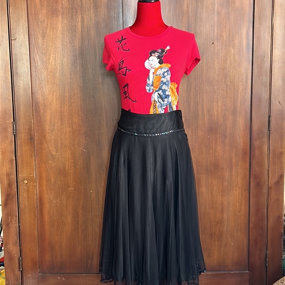 Zara Red Geisha Exotic Tee S/M - Picture 9 of 9